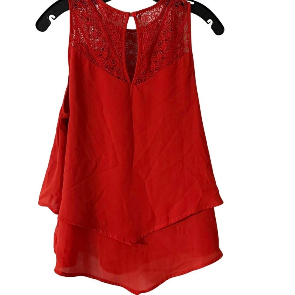 Monteau Los Angeles Orange top lace Neck Women's Large - Picture 4 of 4